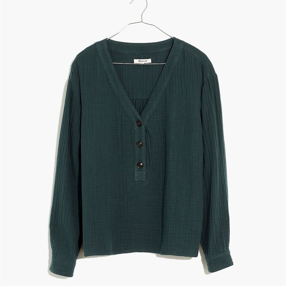 Madewell Lightspun Evert Top in Midnight Green XL